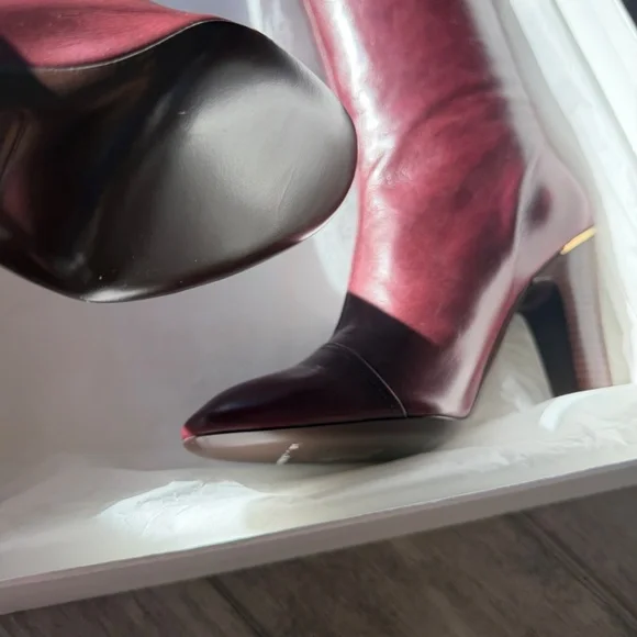Marc Jacobs Knee-High Heeled Boots Bordeaux Size 7.5 (37.5) - Picture 2 of 6